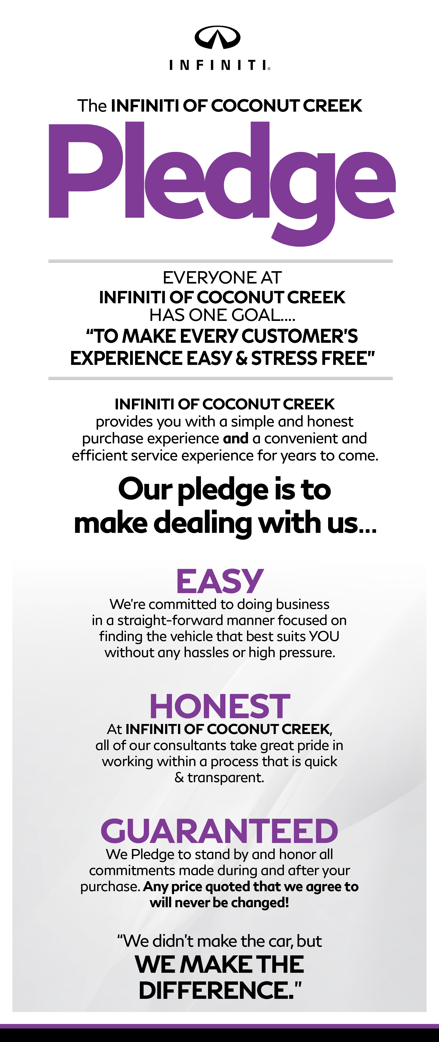 INFINITI of Coconut Creek Pledge - INFINITI OF COCONUT CREEK in Coconut Creek FL